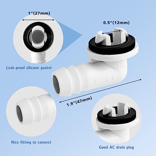 Ucandy 10ft Universal Air Conditioner Drain Hose,AC Drain Hose Elbow Fitting(3/5 inch),Window Air Conditioner Drain Kit for Window AC and Mini Split Units (White-1 Pack)