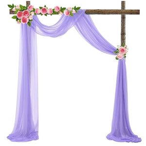 wedding arch draping, 3-10 meters wedding arch draping fabric chiffon backdrop curtain tulle ceiling drapes for weddings bridal ceremony party decor (color : purple, size : 75x300cm)