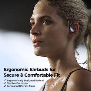 Bluetooth Headphones Wireless Earbuds, 5.3 Sports Earbuds 75H Playtime, IPX7 Waterproof, LED Power Display, Over Ear Buds with Earhooks, Mic in-Ear Headphones Deep Bass for Sports Running Workout