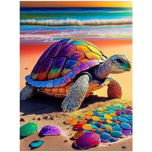 buewutiry turtle diamond painting kits for adults, 5d diamond art kits for adults, 12x16 inch diy full drill diamond dots paintings craft for home wall art decor