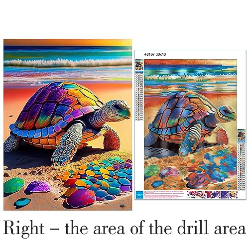 Buewutiry Turtle Diamond Painting Kits for Adults, 5D Diamond Art Kits for Adults, 12x16 Inch DIY Full Drill Diamond Dots Paintings Craft for Home Wall Art Decor