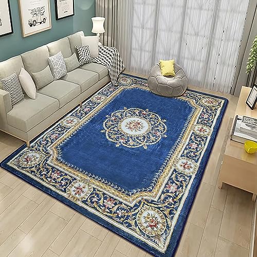 Helthep Boho Area Rug, Bohemian Ultra-Soft and Luxurious Comfort Washable No-Shedding Non-Slip Rugs for Living Room,Bedroom,Dining Room, Kitchen,and Hallways （Navy Blue 48inches×72inches）