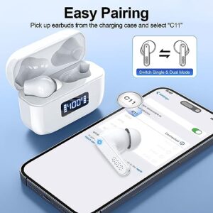 True Wireless Earbuds Bluetooth 5.3 Headphones with Charging Case, 48Hrs Playtime Stereo in-Ear Earphones Built-in Mic for iPhone Android Cell Phone HD Call, Lightweight White Ear Buds