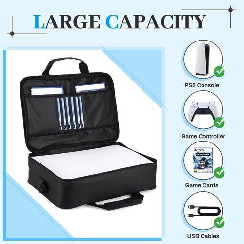 PS5 Travel Case, PS5 Bag Compatible with PlayStation 5 Console, PS5 Travel Bag Playstation 5 Carrying Case Console Digital, Disk Edition, Controller, Stand, Game Cards,PS5 Travel Case hHard Shell