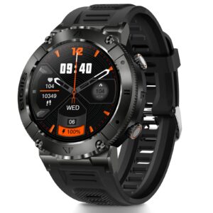 smart watch for men (call receive/dial) rugged military tactical smartwatch 1.32" hd outdoor sports smartwatch fitness tracker watch with heart rate blood pressure sleep monitor for android ios