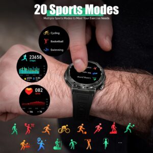 Smart Watch for Men (Call Receive/Dial) Rugged Military Tactical Smartwatch 1.32" HD Outdoor Sports Smartwatch Fitness Tracker Watch with Heart Rate Blood Pressure Sleep Monitor for Android iOS