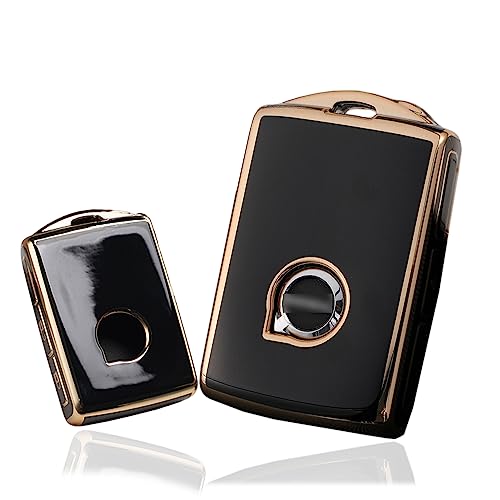 SANRILY 1 Pcs Fashion Golden Edge TPU Key Fob Case Fit for Volvo Key Fob Cover XC90 XC60 S60 XC40 Keyless Full Covered Key Shell Black