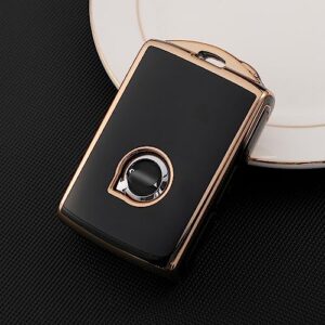 SANRILY 1 Pcs Fashion Golden Edge TPU Key Fob Case Fit for Volvo Key Fob Cover XC90 XC60 S60 XC40 Keyless Full Covered Key Shell Black