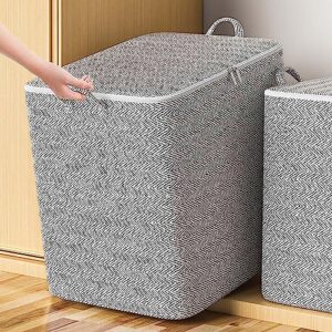 non-woven zipper storage bag moving quilt storage basket travel large-capacity clothing storage bag (28x24x22 in)