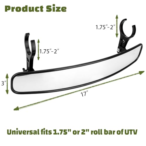 REFITIAL UTV Mirrors Compatible with Honda Talon Pioneer Can am Commander Maverick 1000R 1000X Turbo Polaris RZR XP Cfmoto Zforce Mirrors 17" UTV Rear View Mirror with 1.75" or 2" Clamps