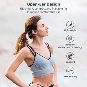 CelsusSound S800C Bone Conduction Headphones,IPX7 Waterproof Sports Earbuds with Noise-Canceling MIC,Bluetooth 5.3 Open-Ear Wireless Headset for Outdoor Running Cycling Hiking，10H Playtime（Grey）