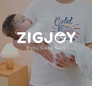 ZIGJOY Baby Transition Swaddle Sack, Snug Fit Arms Up Swaddle with 2-Way Zipper, 100% Cotton Self-Soothing Sleep Sack for Better Sleep, 1.0 TOG, Mint Green, 3-6 Months