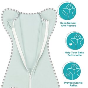 ZIGJOY Baby Transition Swaddle Sack, Snug Fit Arms Up Swaddle with 2-Way Zipper, 100% Cotton Self-Soothing Sleep Sack for Better Sleep, 1.0 TOG, Mint Green, 3-6 Months