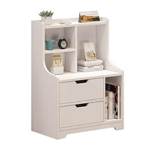 XUANIIIL White Nightstand, Mid-Centry Modern Bedside End Table with 2 Drawers, Easy Assembly Wood Sofa Side Table Storage Cabinet for Living Room, Bedroom