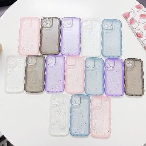 JYJFMLZC Compatible with iPhone 14 Pro Wavy Edge Shiny Stars Clear Cute Phone Case for Women Girls All-Around Soft TPU Anti-Collision Anti-Shock Transparent Phone Case for iPhone 14 Pro-Clear