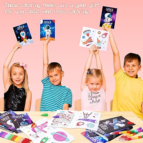 24 Outer Space Coloring Books Party Favors With 24 Crayons Alien Mini Drawing Book Bulk For Kids Solar System Astronaut Party Galaxy Birthday Planet Decor Goodie Bag Gift Stuffer Activity Supplies