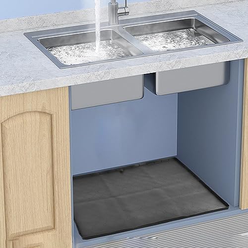 Under Sink Mat,34"X22" Under Sink Mat For Kitchen,Silicone Under Sink Liner,Wa-terproof Kitchen Cabinet Tray,Kitchen Bathroom Cabinet Mat And Protector For Drips Leaks Spills(size:33.86 x 22.05inch)