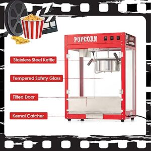 Garvee Commercial Popcorn Machine with Stand - Professional Cart Popcorn Maker Machine With 8 Oz Kettle Makes Up to 60 Cups, With Lockers for Home Movie Theater Style 34.3 * 19.3 * 31 inches