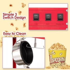 Garvee Commercial Popcorn Machine with Stand - Professional Cart Popcorn Maker Machine With 8 Oz Kettle Makes Up to 60 Cups, With Lockers for Home Movie Theater Style 34.3 * 19.3 * 31 inches