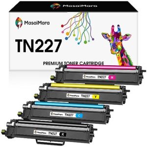 compatible tn227 toner cartridge replacement for brother tn-227 tn223 tn 227bk/c/m/y hl-l3270cdw mfc-l3770cdw mfc-l3750cdw hl-l3290cdw hl-l3210cw printer high yield (4 pack tn-223bk/c/m/y )