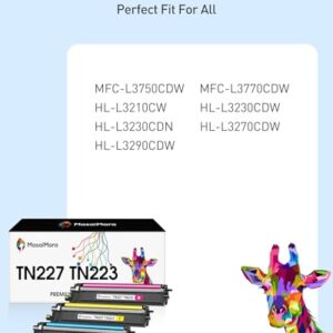 Compatible TN227 Toner Cartridge Replacement for Brother TN-227 TN223 TN 227BK/C/M/Y HL-L3270CDW MFC-L3770CDW MFC-L3750CDW HL-L3290CDW HL-L3210CW Printer High Yield (4 Pack TN-223BK/C/M/Y )