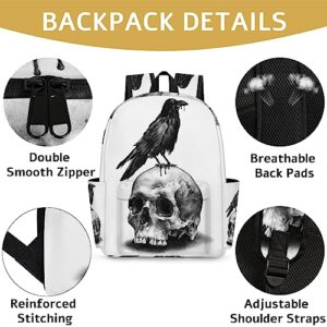 YoCosy School Backpack for Boys Girls Black Vintage Gothic Skull Day Of The Dead Bird Kids Backpack Bookbag for Elementary Preschool Travel Daypack Laptop Backpack Purse for Women Men Teens