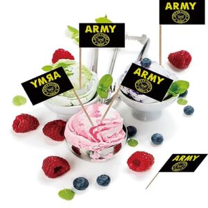 US Army Gold Crest Toothpick Flag Small Mini United States Military Cocktail Fruit Cupcakes Toppers Food Stick Flags Decorations,100 Pack