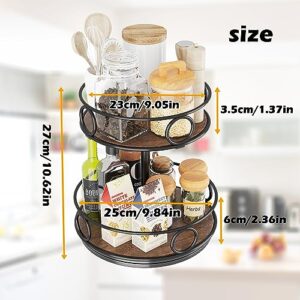 COVAODQ Wooden Lazy Susan Turntable for Cabinet Pantry Kitchen, 360 Degree Rotating Spice Rack Organizer