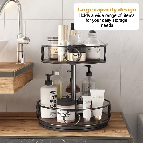 COVAODQ Wooden Lazy Susan Turntable for Cabinet Pantry Kitchen, 360 Degree Rotating Spice Rack Organizer