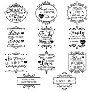 whaline 11 sheets vintage word rub on transfers for furniture and crafts black warm letters rub on transfer furniture stickers decals for school home office diy art craft decor, 5.5 x 5.5 inch