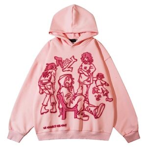 boibokoko y2k spider skull print hoodies for women men oversized vintage aesthetic hoodie grunge gothic punk sweatshirt d pink