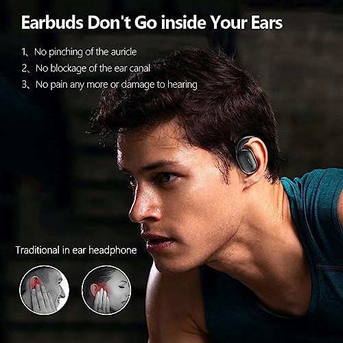 SUYUZREY Open Ear Earbuds,【Rotatable earhook 】 Wireless Bluetooth Open Ear Headphones,Bluetooth 5.3 Earphones with 16.2 Dynamic bass Sound,Open Sports Earbuds, 40h Playback time