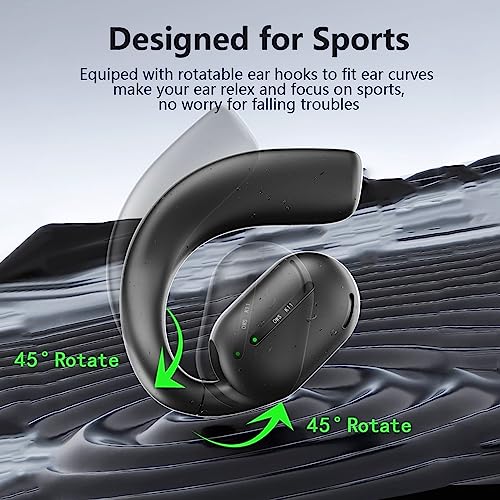 SUYUZREY Open Ear Earbuds,【Rotatable earhook 】 Wireless Bluetooth Open Ear Headphones,Bluetooth 5.3 Earphones with 16.2 Dynamic bass Sound,Open Sports Earbuds, 40h Playback time