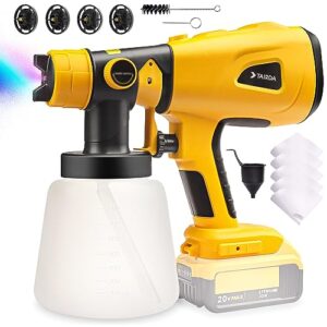 tairda cordless paint sprayer for dewalt 20v battery, handheld hvlp paint sprayer with 1000ml container, electric paint sprayer for painting ceiling, fence, cabinets, walls (battery not included)