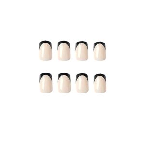 FURUBETA Square Press on Nails Short, Nude Press On Nails French, Fake Nails Full Cover for Women 24PCS