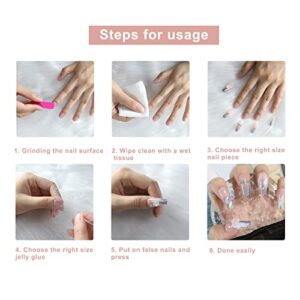 FURUBETA Square Press on Nails Short, Nude Press On Nails French, Fake Nails Full Cover for Women 24PCS