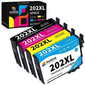 202xl ink cartridges remanufactured replacement for epson 202 ink cartridges multipack t202xl t202 to use with workforce wf-2860 expression home xp-5100 printer (1 black, 1 cyan, 1 magenta, 1 yellow)