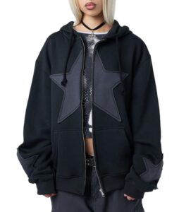 womens y2k long sleeve hoodies zip up star graphic track jackets hip hop harajuku oversized sweater sweatshirts