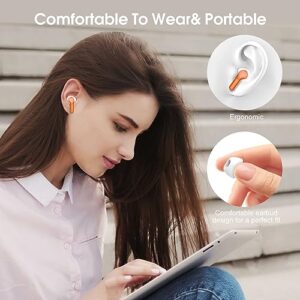 Wireless Earbuds, Bluetooth 5.3 Headphones with 4 ENC Noise Cancelling Mic, Bluetooth Earbuds 40H Playtime , Wireless Headphones in ear Earphones Deep Bass Stereo, LED Display, IP7 Waterproof, Orange