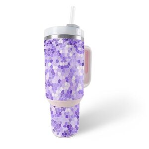 mightyskins glossy glitter skin compatible with stanley the quencher h2.0 flowstate 40 oz tumbler - stained glass | protective, durable high-gloss glitter finish | easy to apply