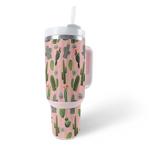 mightyskins skin compatible with stanley the quencher h2.0 flowstate 40 oz tumbler - cactus garden | protective, durable, and unique vinyl decal wrap cover | easy to apply, remove, and change styles