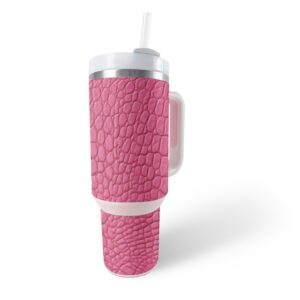 mightyskins skin compatible with stanley the quencher h2.0 flowstate 40 oz tumbler - pink gator skin | protective, durable, and unique vinyl decal wrap cover | easy to apply, remove, and change styles