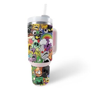 mightyskins skin compatible with stanley the quencher h2.0 flowstate 40 oz tumbler - puppy fall | protective, durable, and unique vinyl decal wrap cover | easy to apply, remove, and change styles