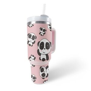 mightyskins skin compatible with stanley the quencher h2.0 flowstate 40 oz tumbler - panda hello | protective, durable, and unique vinyl decal wrap cover | easy to apply, remove, and change styles