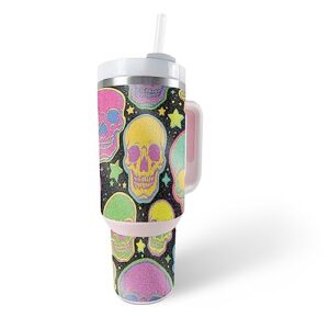 mightyskins skin compatible with stanley the quencher h2.0 flowstate 40 oz tumbler - puppy fall | protective, durable, and unique vinyl decal wrap cover | easy to apply, remove, and change styles