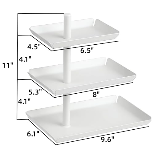 ZOENN 3 Tier Serving Tray Stand - White Tiered Tray Stand for Entertaining and Party, Metal Food Display Platters for Dessert, Cake, Pastry, Cookie, Fruit