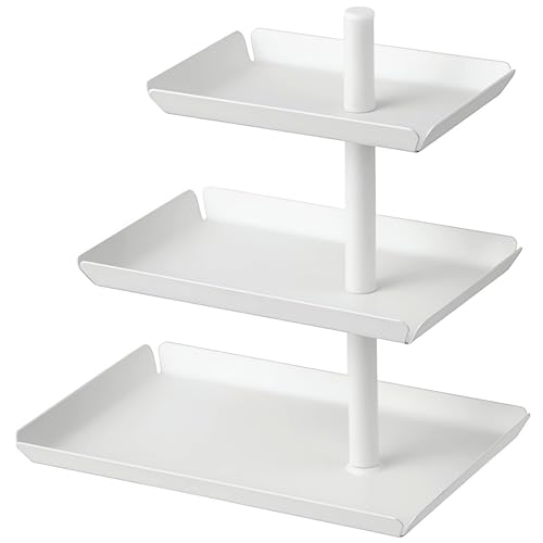 ZOENN 3 Tier Serving Tray Stand - White Tiered Tray Stand for Entertaining and Party, Metal Food Display Platters for Dessert, Cake, Pastry, Cookie, Fruit