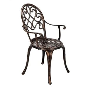 KUJYBG European Style Cast Aluminum Outdoor 3 Piece Patio Bistro Set of Table and Chairs with Ice Bucket Bronze Outdoor Furniture Set