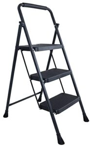 elevon folding step stool with wide anti-slip pedal, ​330​lbs sturdy steel ladder, 3-step