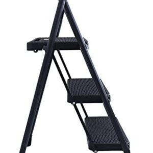 Elevon Folding Step Stool with Wide Anti-Slip Pedal, ​330​lbs Sturdy Steel Ladder, 3-Step